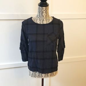 Urban Romantics plaid ruffle sleeve blouse size small